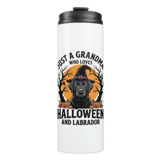 Garrafa Térmica Vovó Halloween Labrador Engraçado Vintage_1