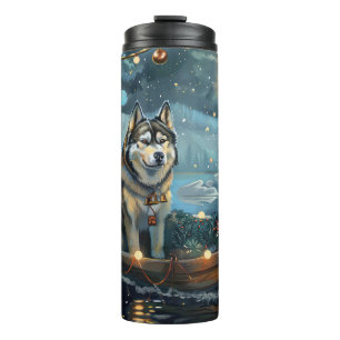 Garrafa Térmica Voyage festiva de Natal Malamute no Alasca