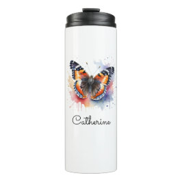 Garrafa Térmica Watercolor Red Admiral Butterfly Personalized