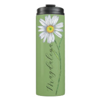 Watercolor Wildflower Daisy Elegant Script Name