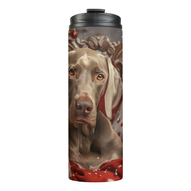 Garrafa Térmica Weimaraner Cão Festivo de Natal (Frente)