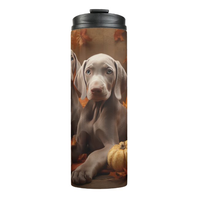 Garrafa Térmica Weimaraner Puppy Autumn Delight Pumpkin (Frente)