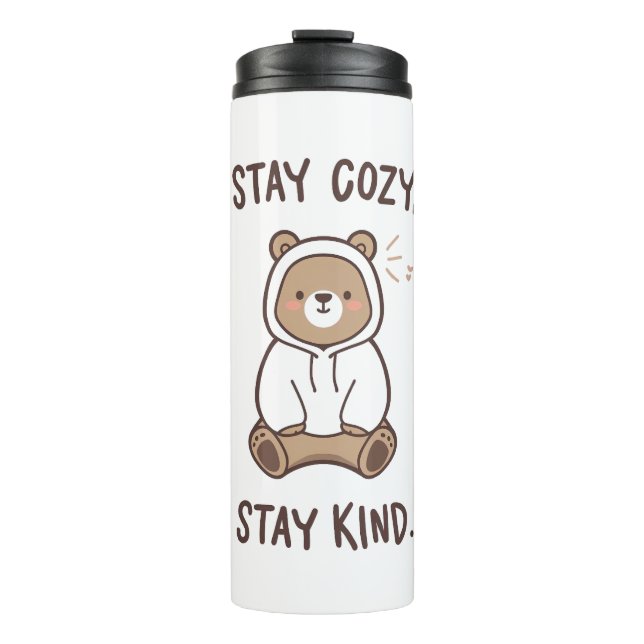 Garrafa Térmica Whimsical Bear with Positive Kindness Quote (Frente)