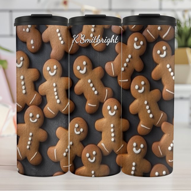 Garrafa Térmica Whimsical Gingerbread Men Array (Criador carregado)