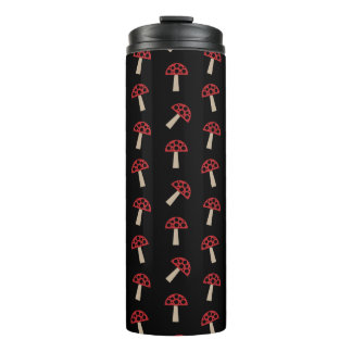 Garrafa Térmica Whimsical Mushrooms Red And Black Pattern