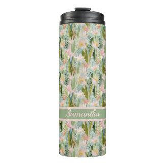 Garrafa Térmica Whimsical Sage Green Floral Personalized