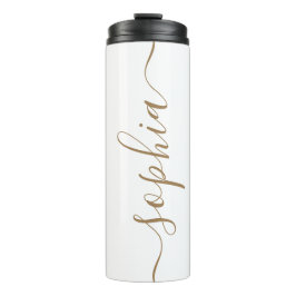 Garrafa Térmica White Gold Script Custom Name Thermal Tumbler