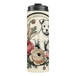 Garrafa Térmica White Scottish Terrier Art Cute Scottie