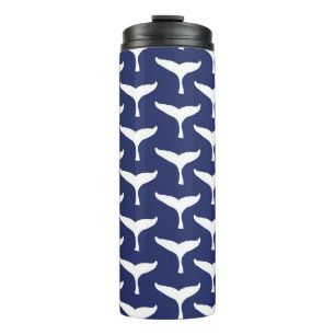 Garrafa Térmica White Whale Tail Sea Animal Blue Ocean Marine