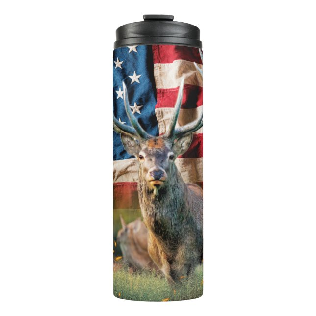 Garrafa Térmica Whitetail Deer American Flag Woods (Frente)