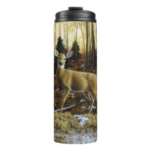 Garrafa Térmica Whitetail Deer Doe na Floresta de outono