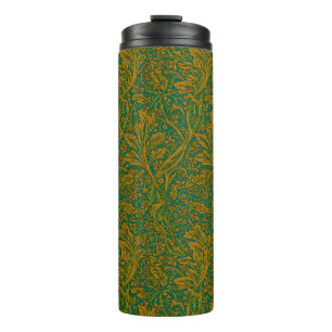 Garrafa Térmica William Morris Arcadia Floral Padrão Ouro Verde