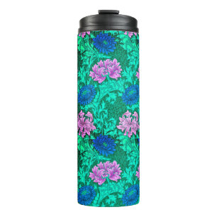Garrafa Térmica William Morris Chrysanthemums, Aqua e Violet