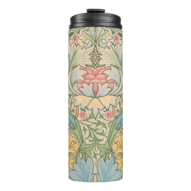 Garrafa Térmica William Morris Flor de Murta Floral Botânico (Frente)