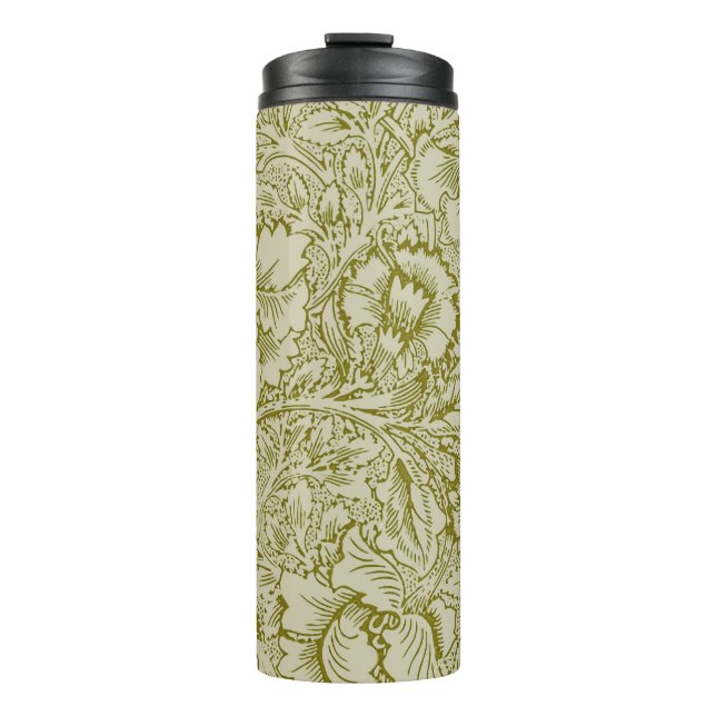 Garrafa Térmica William Morris Poppy Classic Floral Green (Frente)