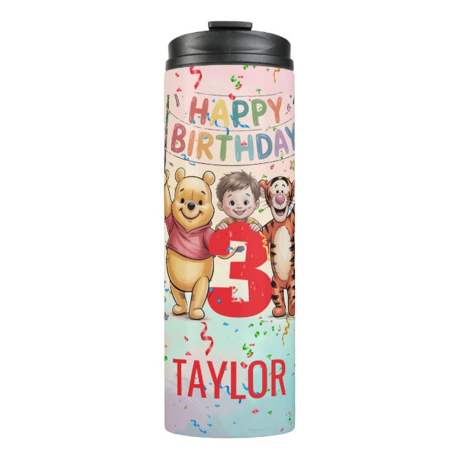 Garrafa Térmica Winnie the Pooh | Happy Birthday (Frente)