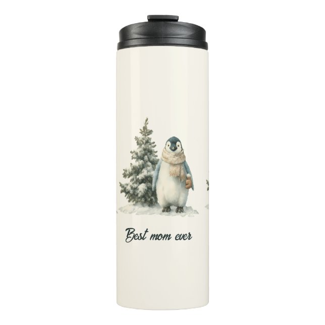Garrafa Térmica Winter Penguin “Best Mom Ever” Design (Frente)