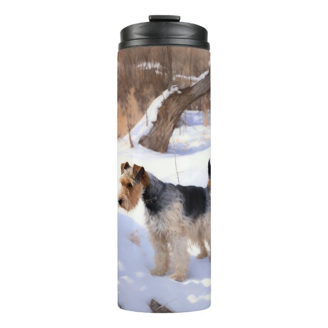 Garrafa Térmica Wire Fox Terrier Deixe Nevar Natal  (Frente)