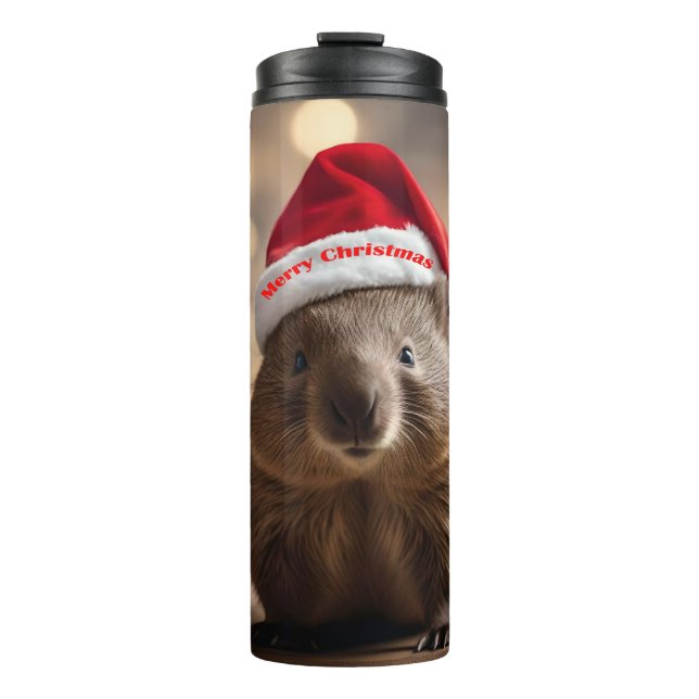 Garrafa Térmica "Wombat Wonderland: A Cozy Christmas Eve" (Frente)