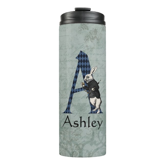 Garrafa Térmica Wonderland White Rabbit - Letra A (Frente)