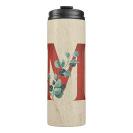 Garrafa Térmica Wood Russo e Eucalyptus - Letra M