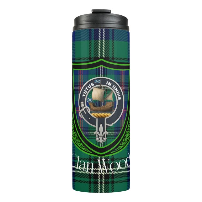 Garrafa Térmica Wood Scottish Clan Tartan & Crest (Frente)