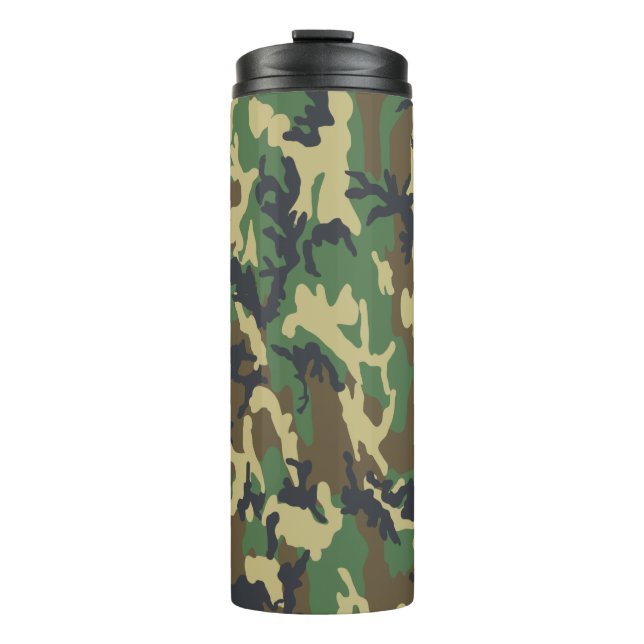 Garrafa Térmica Woodland Camo Pattern Travel Mug (Frente)