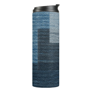 Garrafa Térmica Xadrez 70 - Azul Jean Design