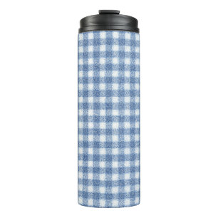 Garrafa Térmica Xadrez Azul e Branco Clássico