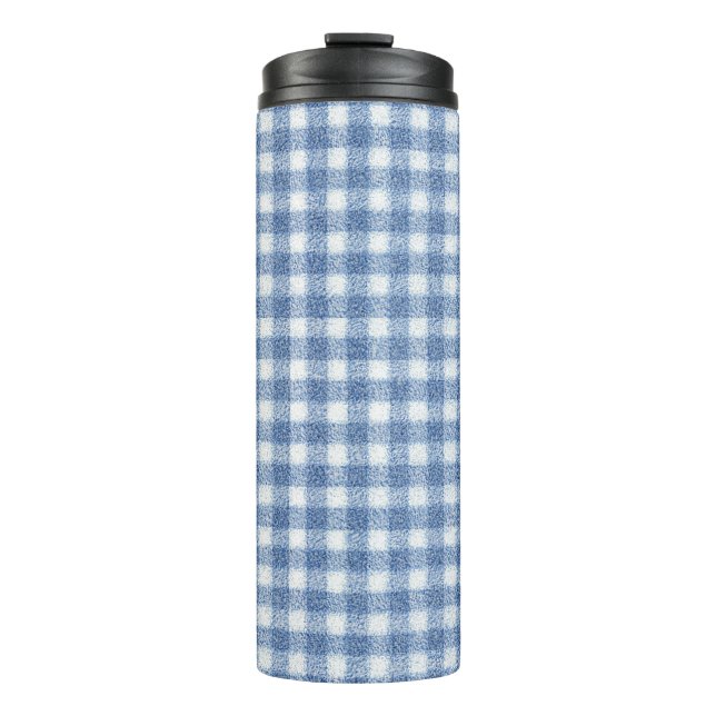 Garrafa Térmica Xadrez Azul e Branco Clássico (Frente)