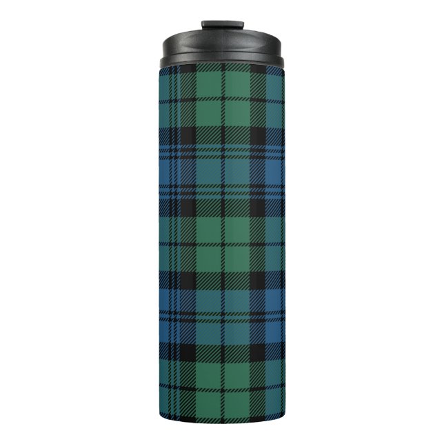 Garrafa Térmica Xadrez Clan Campbell Green Blue Check Tartan (Frente)