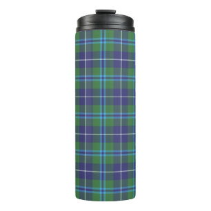 Garrafa Térmica Xadrez Clan Douglas Tartan Azul Verde