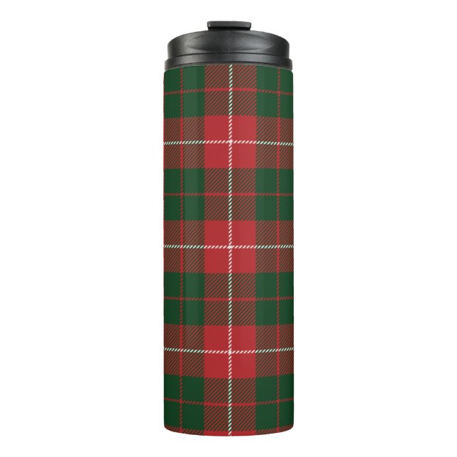 Garrafa Térmica Xadrez Clan MacKinnon Verde Vermelho (Frente)