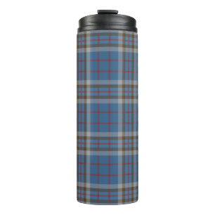 Garrafa Térmica Xadrez Clan Thompson Tartan Blue Cinza Check Café 