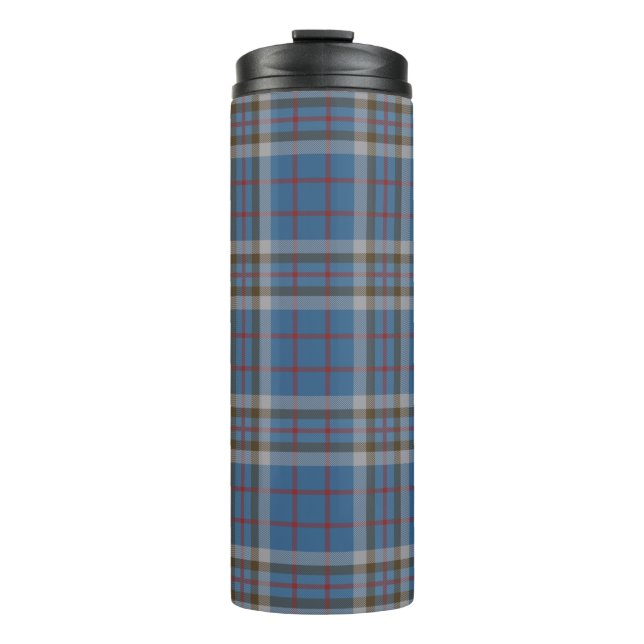 Garrafa Térmica Xadrez Clan Thompson Tartan Blue Cinza Check Café (Frente)