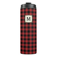 Xadrez de Búfalo Vermelho Preto com Monograma