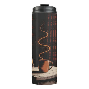 Garrafa Térmica Xadrez de café Cozy Cabin Autumn Rustic Home Decor