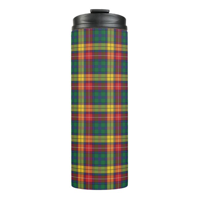Garrafa Térmica Xadrez de Tartan Clan Buchanan Verificação Verde V (Frente)