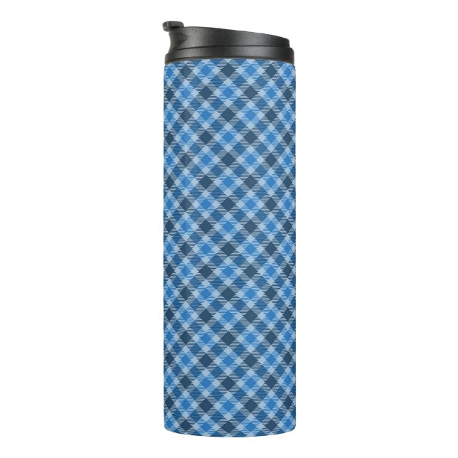 Garrafa Térmica Xadrez Diagonal Azul Básico/Azul Bebê (Rotação à direita)