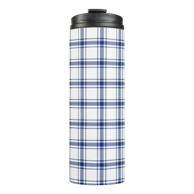 Garrafa Térmica Xadrez Marinho Azul e Branco (Frente)