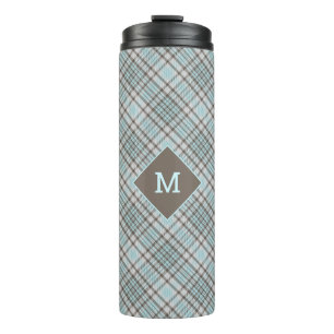 Garrafa Térmica Xadrez Monograma Personalizada / Padrão Tartan