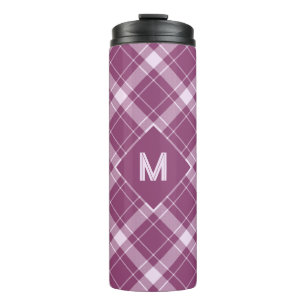 Garrafa Térmica Xadrez Monograma Personalizada / Padrão Tartan