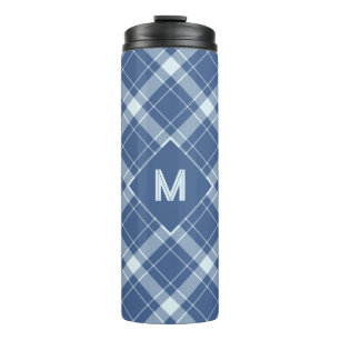 Garrafa Térmica Xadrez Monograma Personalizada / Padrão Tartan