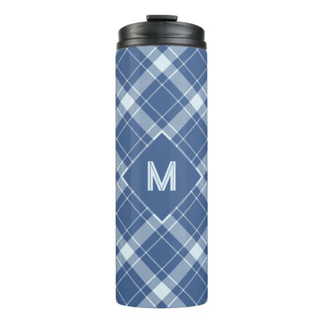 Garrafa Térmica Xadrez Monograma Personalizada / Padrão Tartan (Frente)