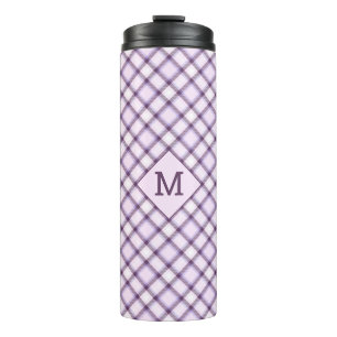Garrafa Térmica Xadrez Monograma Personalizada / Padrão Tartan