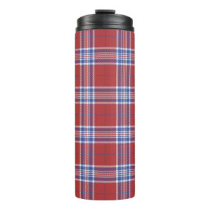 Garrafa Térmica Xadrez Patriótico Vermelho Branco Azul Americano