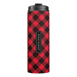 Garrafa Térmica Xadrez Rústica de Buffalo Vermelho e Negro Persona