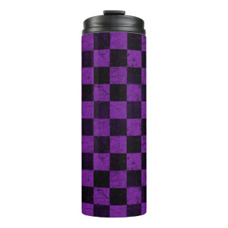 Garrafa Térmica Xadrez Rústico, Roxo e Preto