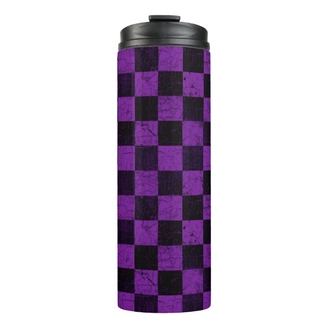 Garrafa Térmica Xadrez Rústico, Roxo e Preto (Frente)