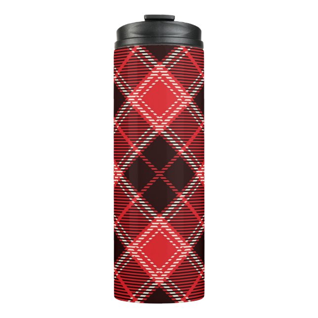 Garrafa Térmica Xadrez Vermelho e Preto (Frente)